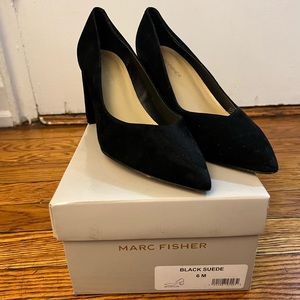 Marc Fisher Black Block Heels, Caitlin pointed toe- Size 6